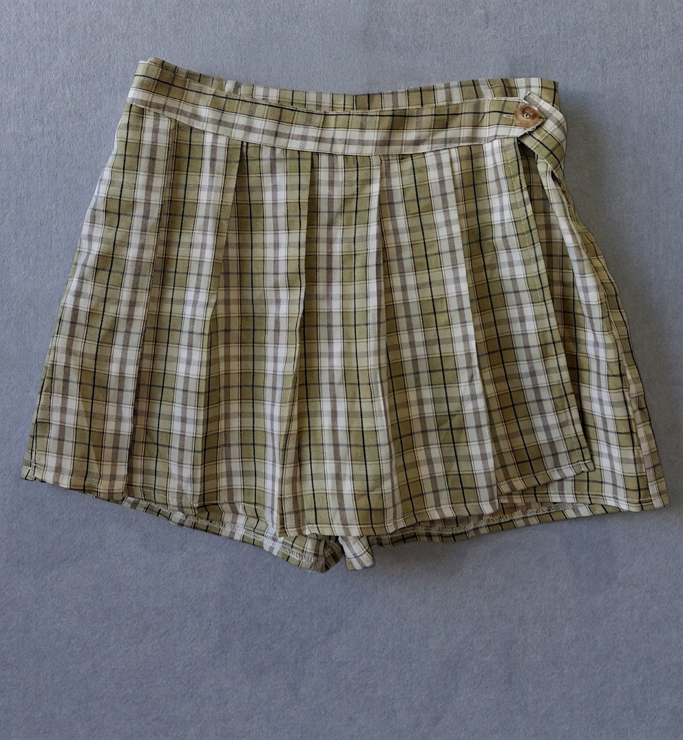 Princess Polly Plaid Pleated Skort - Beige Check Women's AU 14 - Image 1