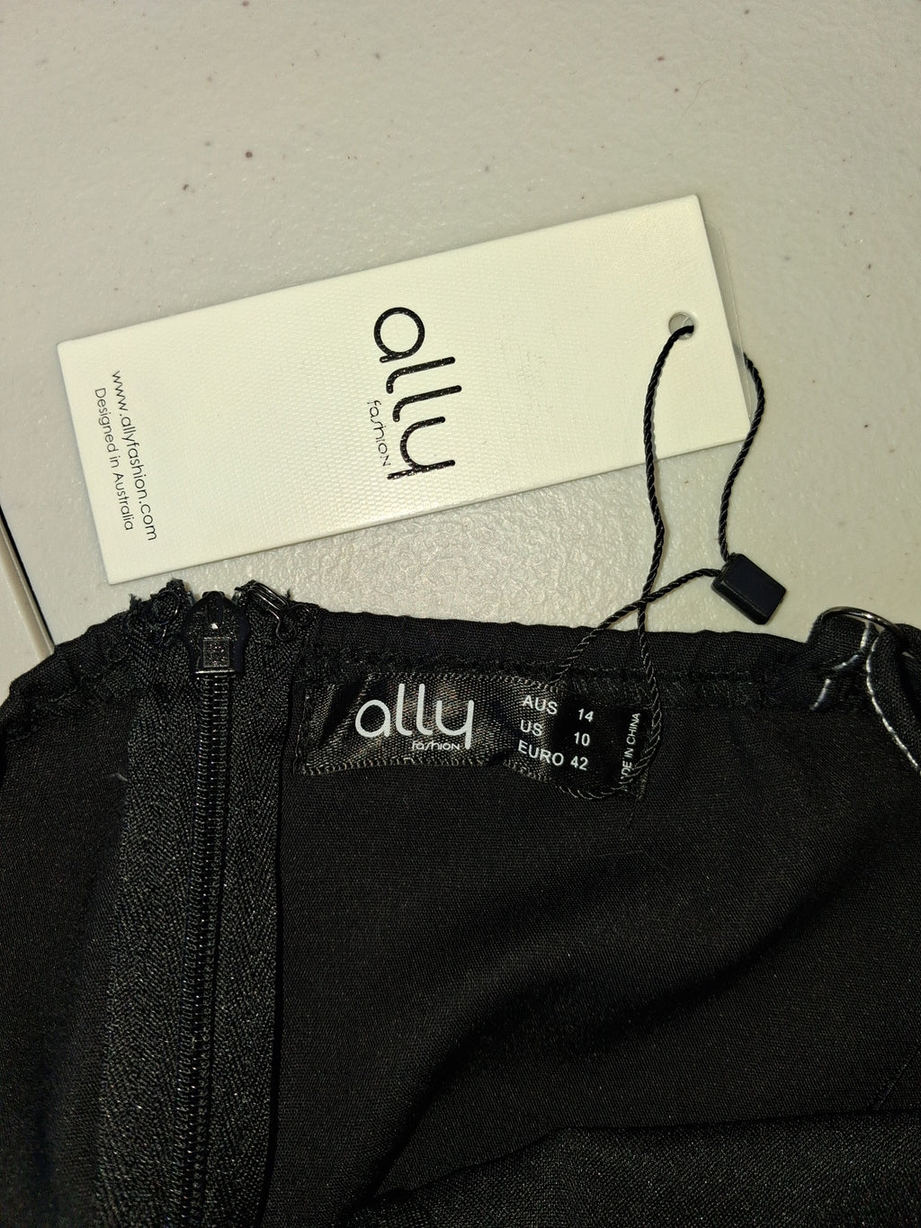 Ally Fashion Black Pinafore Dress - White Contrast Stitching - Image 2