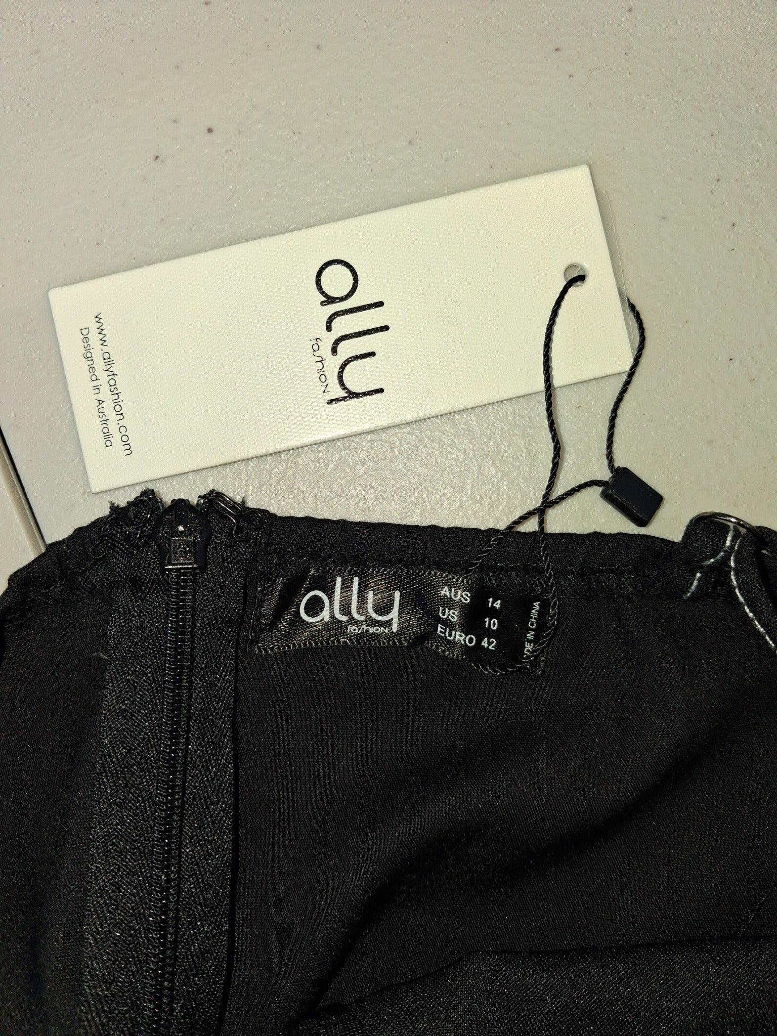 Ally Fashion Black Pinafore Dress - White Contrast Stitching - Image 2