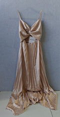Reverse Edi Midi Dress - Champagne Satin Pleated Cutout - Image 1