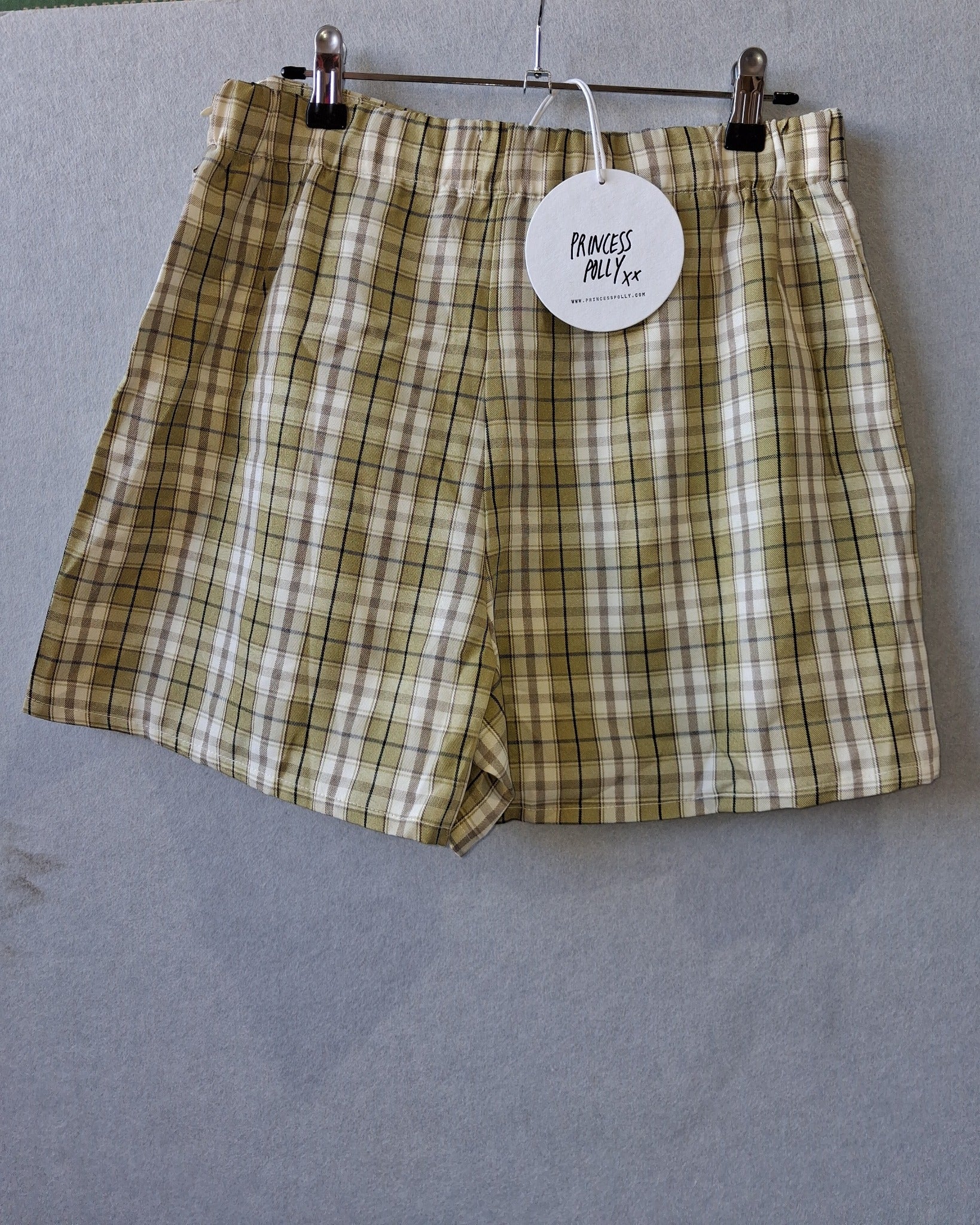 Princess Polly Plaid Pleated Skort - Beige Check Women's AU 14 - Image 2