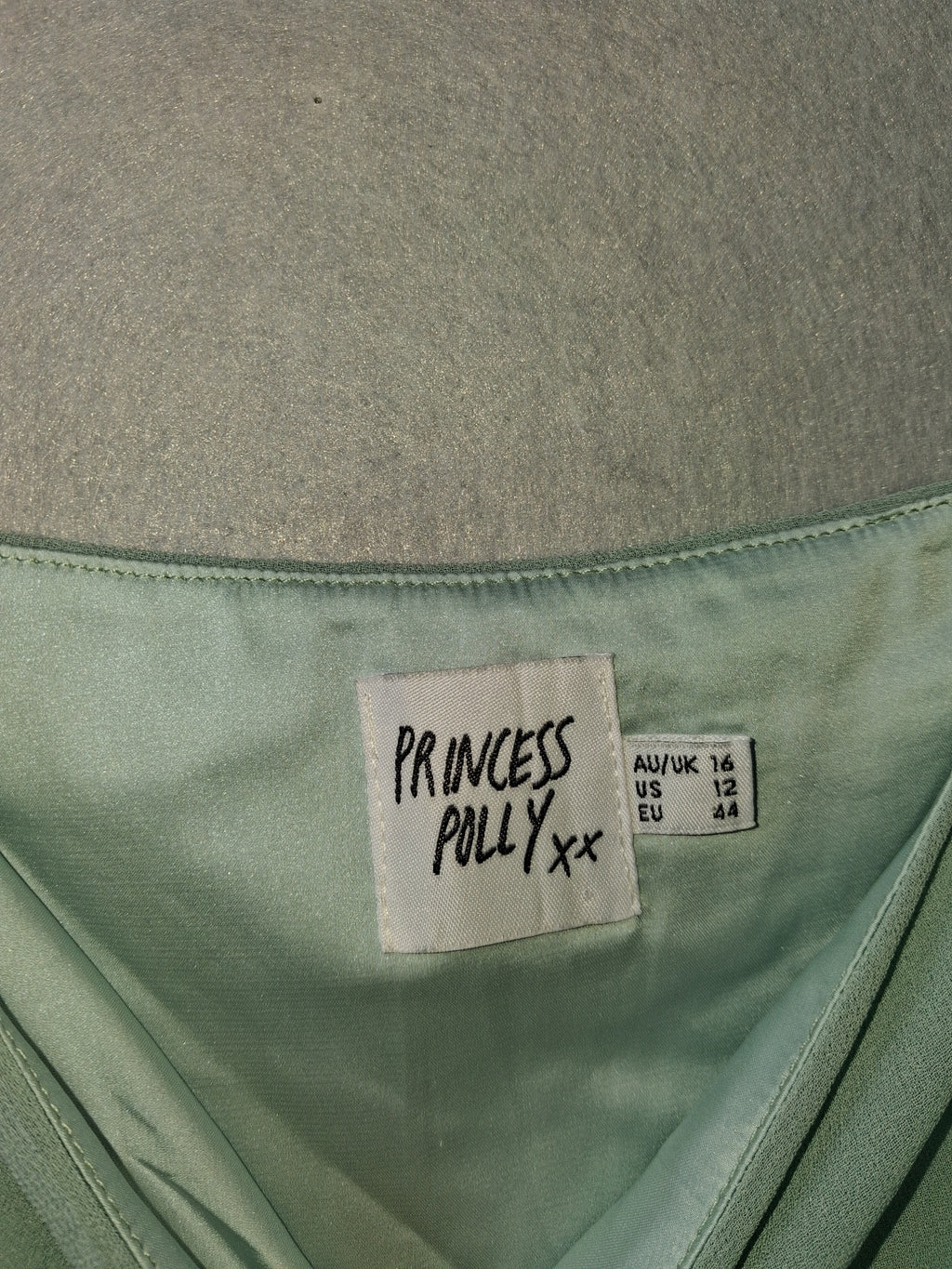 Princess Polly Sage Green Chiffon Cutout Long Sleeve Crop Top - Image 2