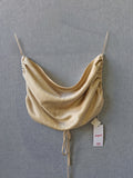 Supré Ruched Cowl Neck Crop Top - Champagne Gold Size 14 NWT - Image 1