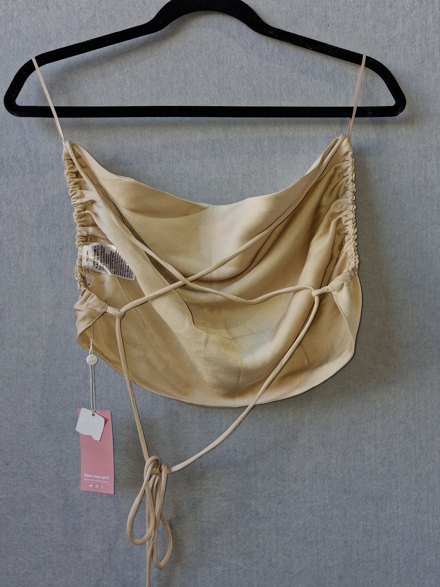 Supré Ruched Cowl Neck Crop Top - Champagne Gold Size 14 NWT - Image 2