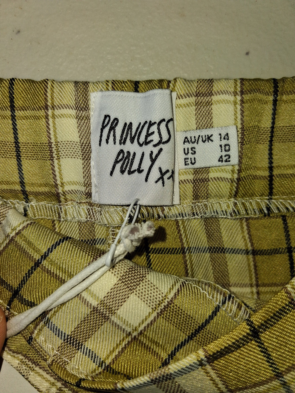 Princess Polly Plaid Pleated Skort - Beige Check Women's AU 14 - Image 3