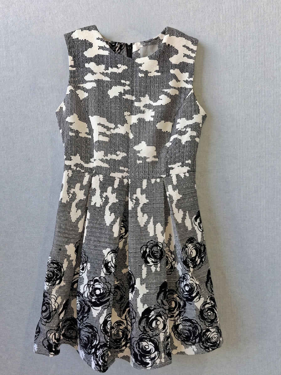 Refill Black and White Floral Sleeveless Fit and Flare Dress - Image 1
