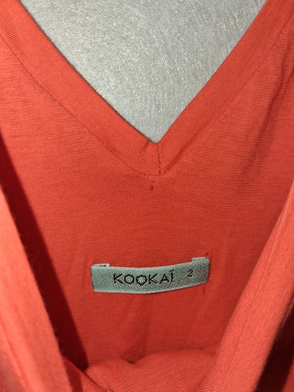 Kookai Ruched V-Neck Tank Dress - Vibrant Orange Midi - Image 2