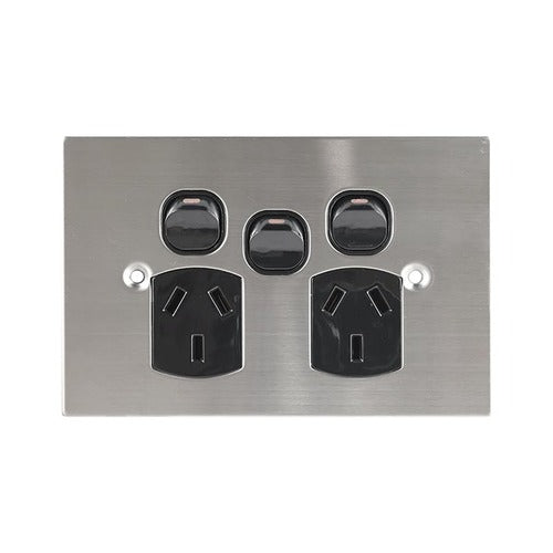 Stainless Steel Powerpoint Extra Switch - Black